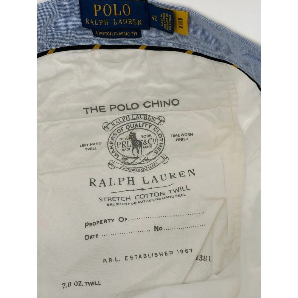 Polo Ralph Lauren, Chino Shorts, White Flat Front, Golf/Casual, Men's Size 42
